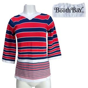 70’s/80’s Booth Bay Red White & Blue striped 3/4 sleeve top see measurements